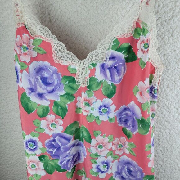 Vtg Victorias Secret Gold Label Slip Dress 90s Y2K Floral Lace Babydoll Medium - Picture 4 of 16